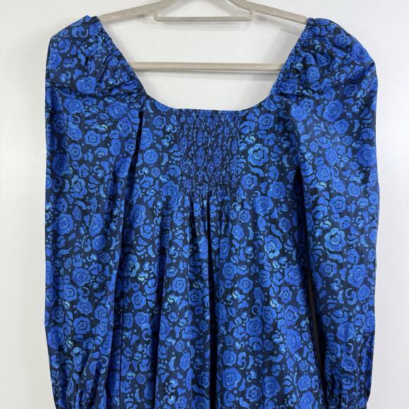 New DE LORETA Pique Dress in Camelia XS Mini Puff Sleeve Smocked Full Button - Picture 11 of 16